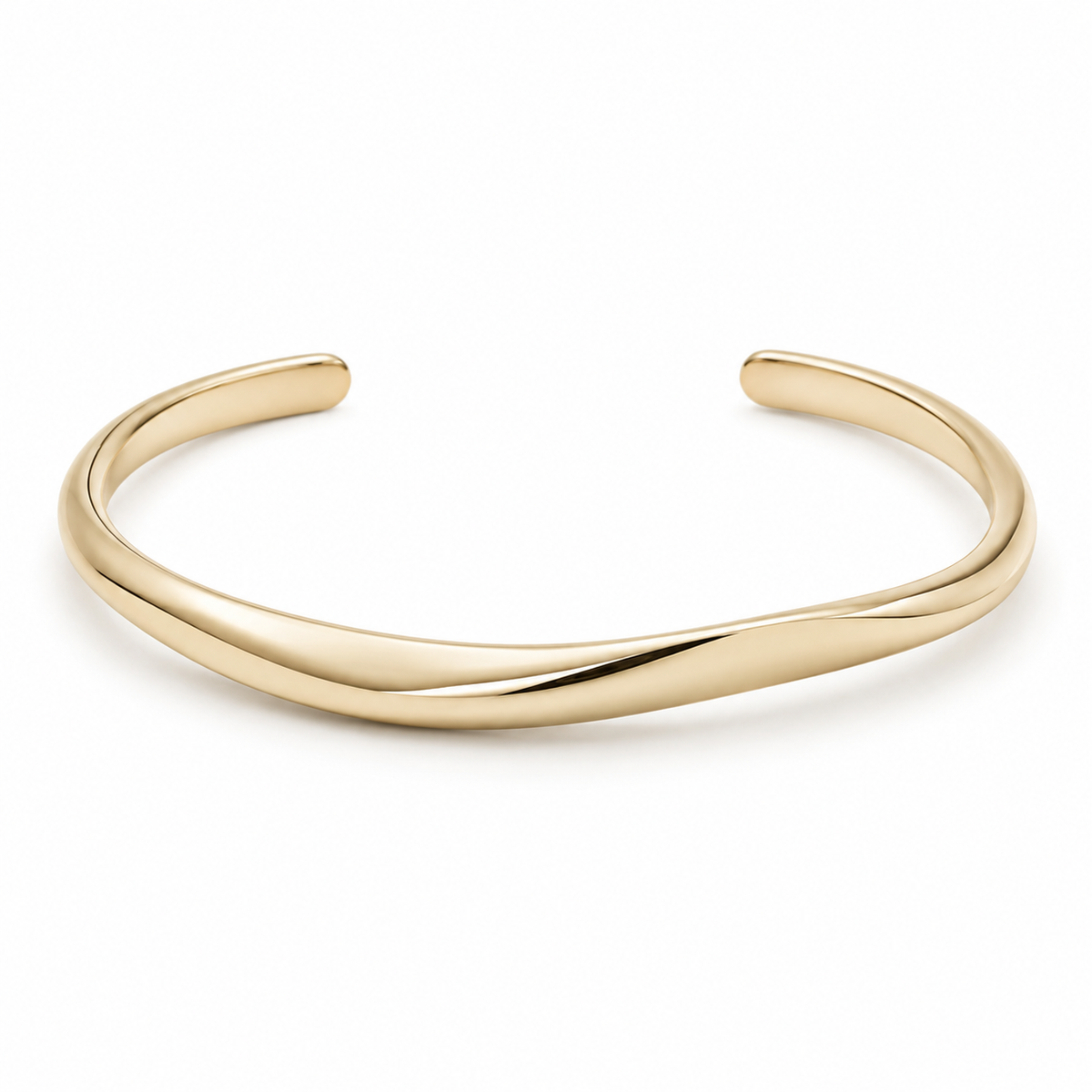 VELQIZORA™ Aveline Slim Sculpted Cuff Bracelet – Minimalist Gold-Tone Open Bangle, Modern Statement Wrist Jewelry