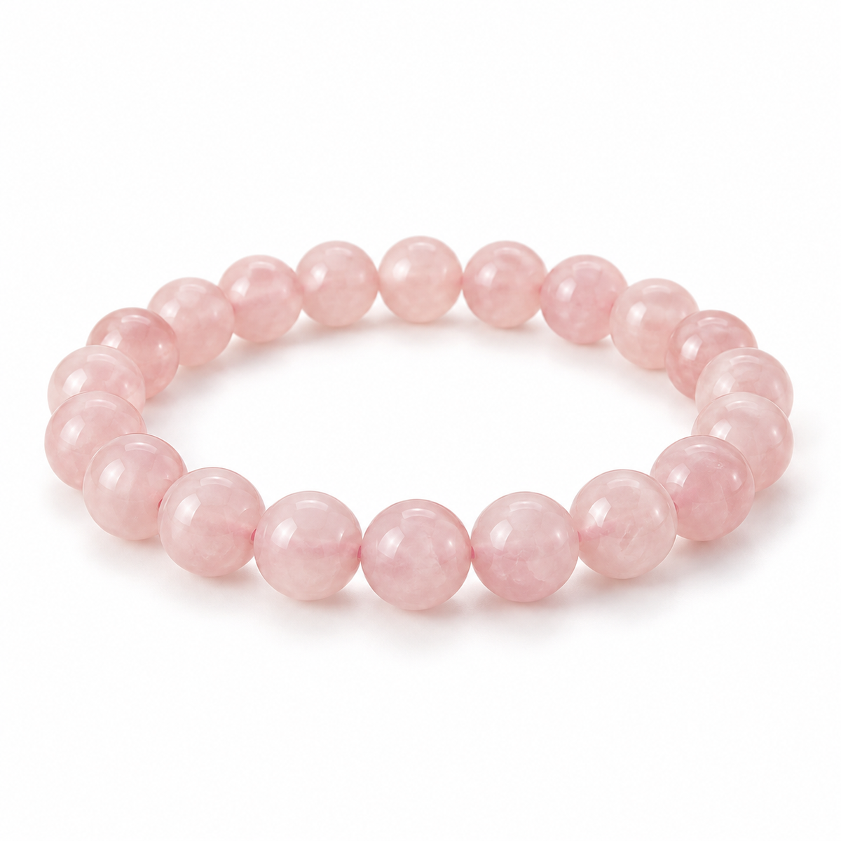 VELQIZORA™ Mirelle Rose Quartz Bead Bracelet – Blush Stone Stretch Bracelet, Soft Pink Minimalist Hand Jewelry