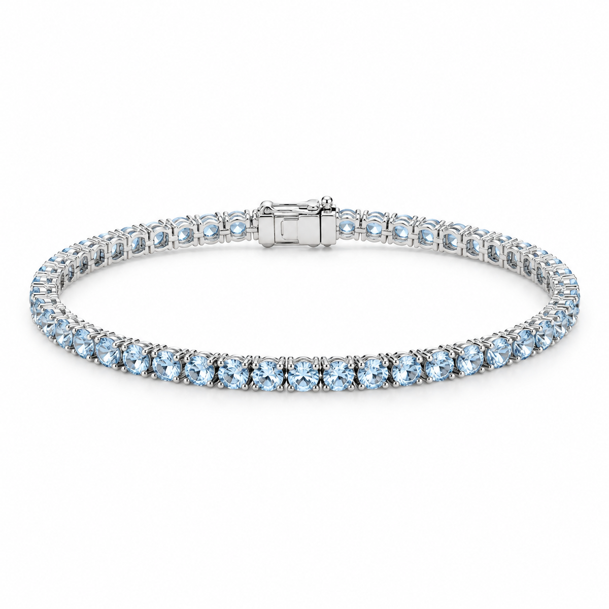 VELQIZORA™ Celestine Crystal Tennis Bracelet – Ice Blue Fine-Line Stone Bracelet, Elegant Sparkle Jewelry