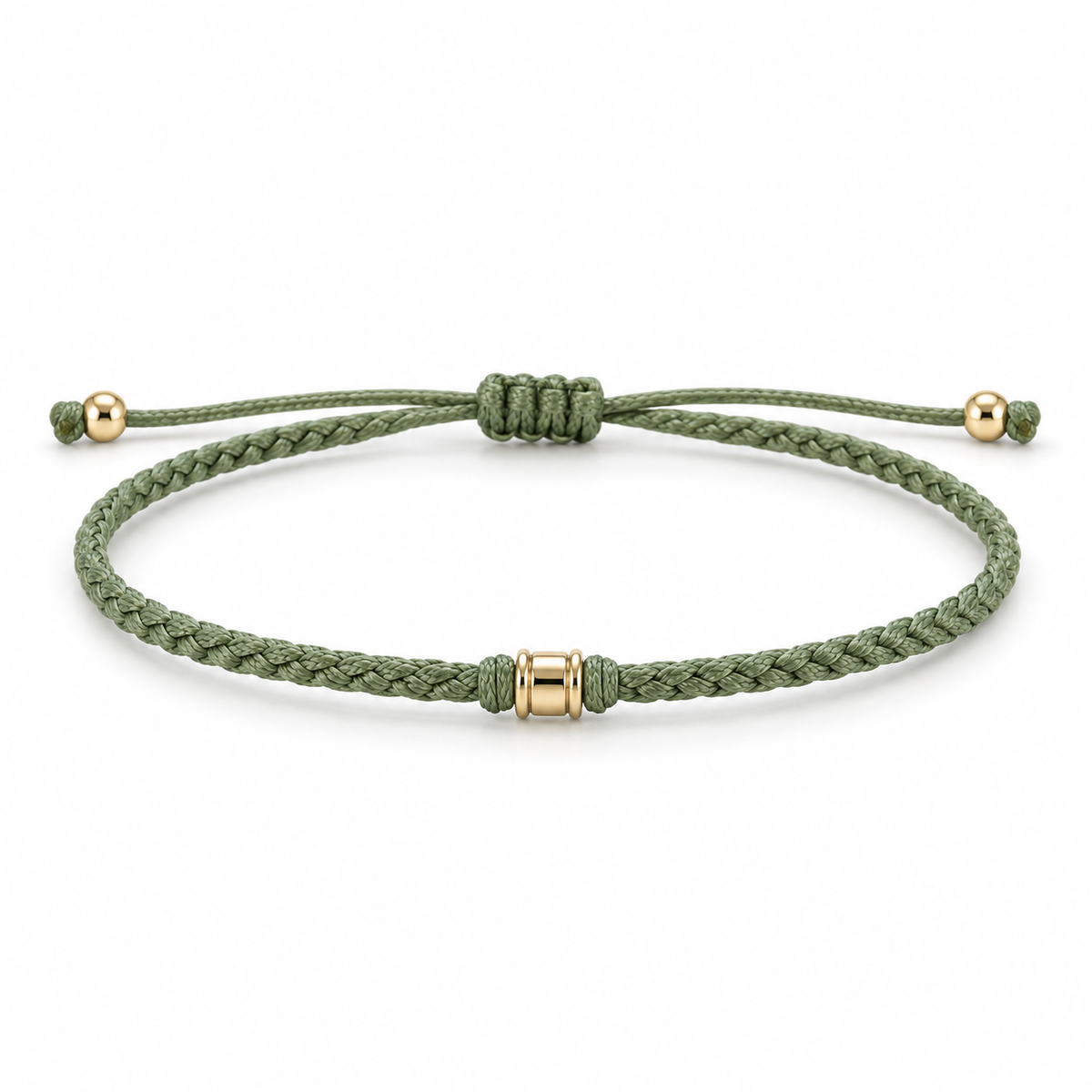 VELQIZORA™ Sora Braided Cord Bracelet – Sage Green Adjustable Minimal Bracelet, Japanese-Inspired Casual Wrist Jewelry