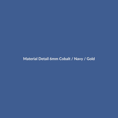 Cobalt Note Lapis & Gold material detail – lapis-style deep blue beads with restrained warm gold-tone accents